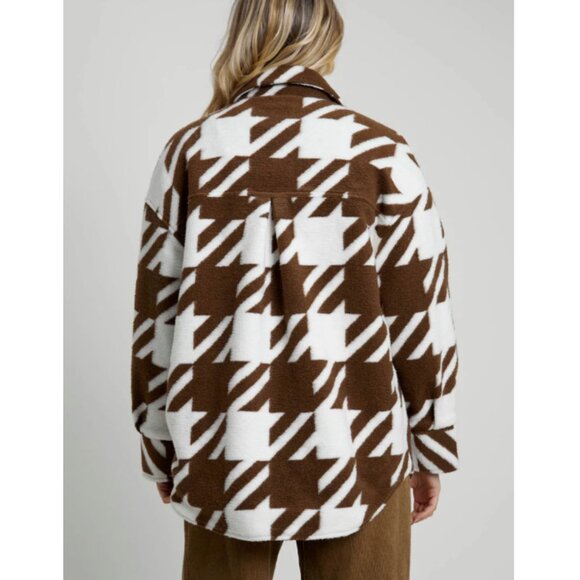 Native Youth Jerrod Houndstooth Shirt Jacket Women's Size L - Picture 2 of 13